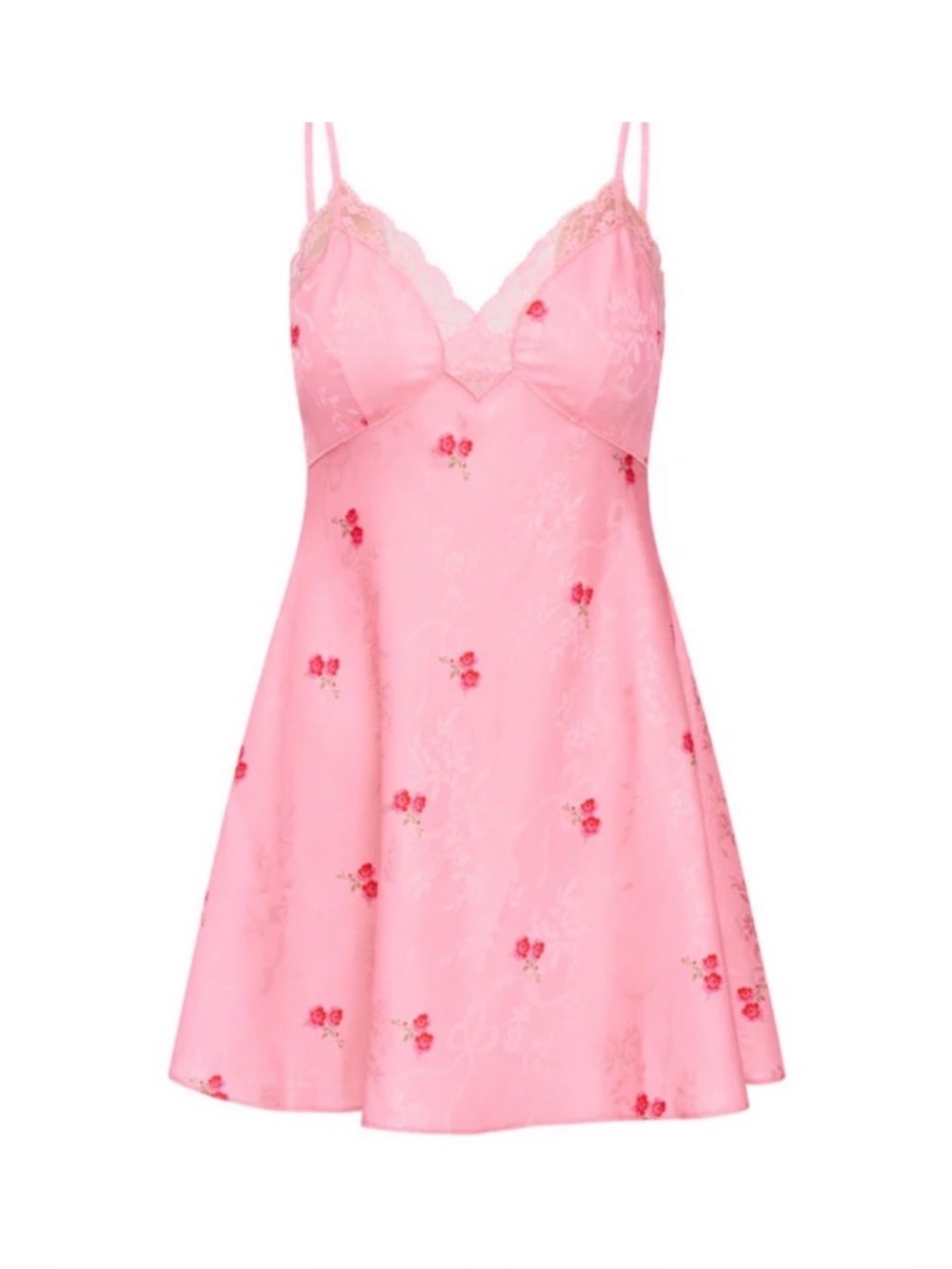 LoveShackFancy Pink Floral Larinda Mini Slip Dress